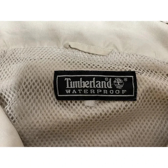 Men's Vintage TIMBERLAND Performance Waterproof Jacket Coat Beige Small/Medium - Picture 6 of 10